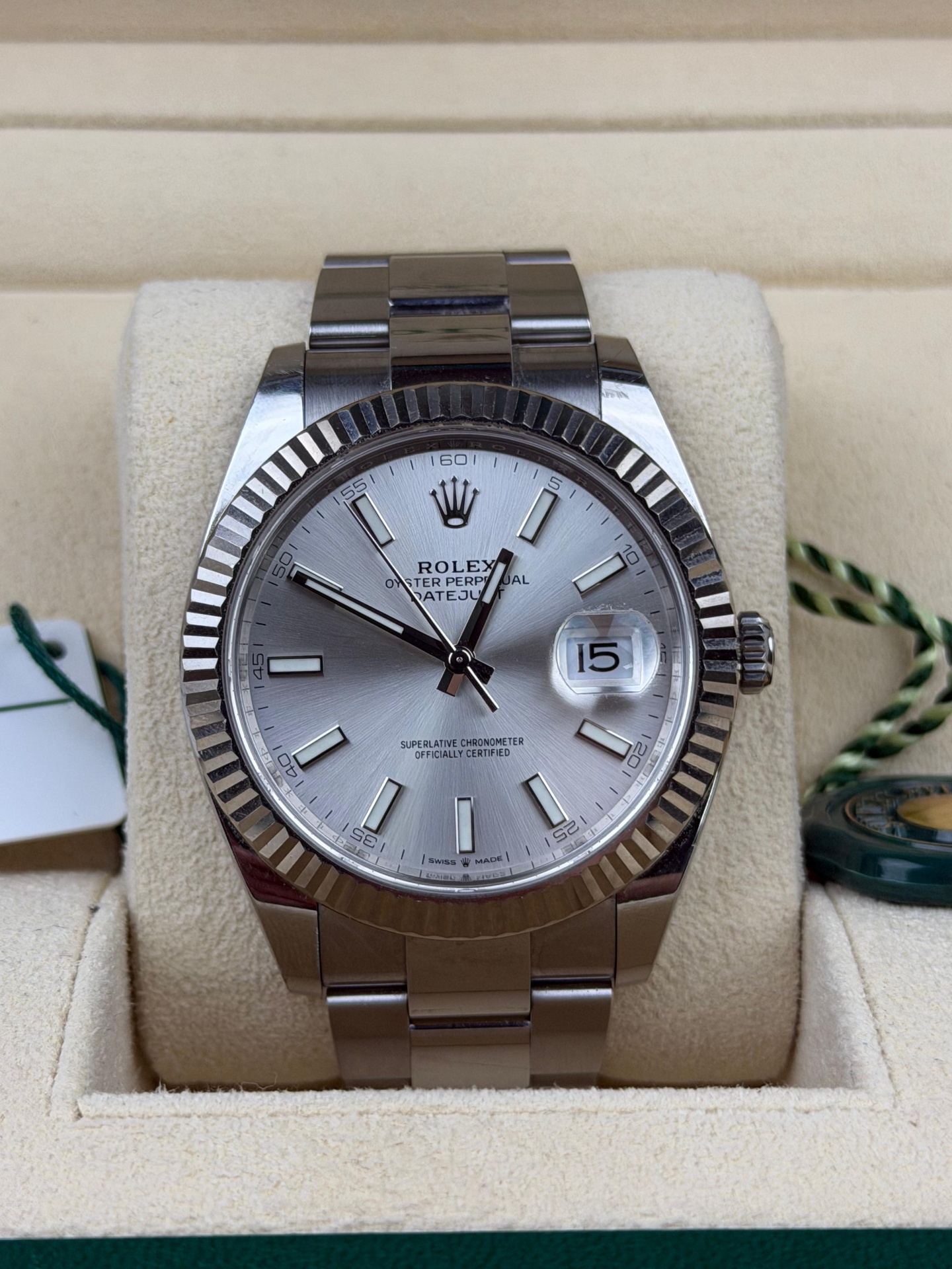 Rolex Datejust 41 silver dial fluted bezel